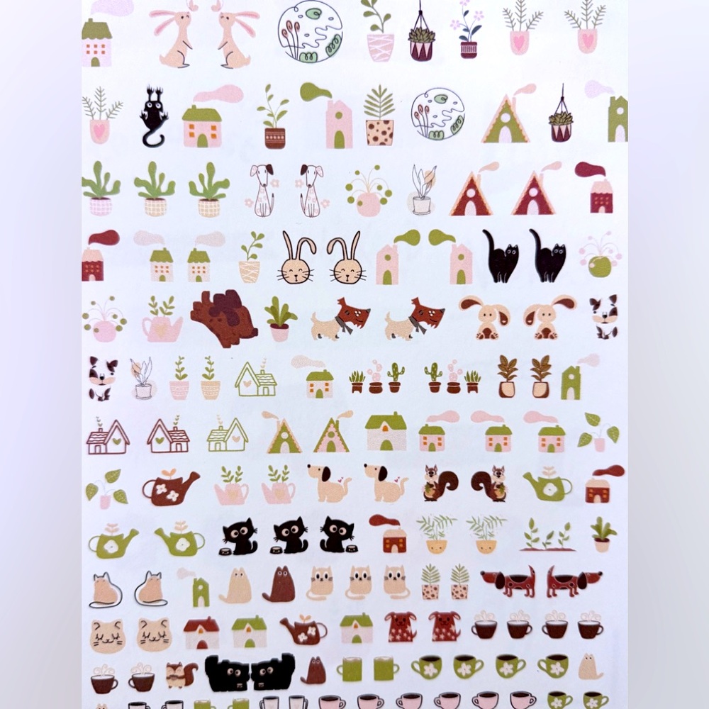 Cute Animal and Plant Sticker Sheet
